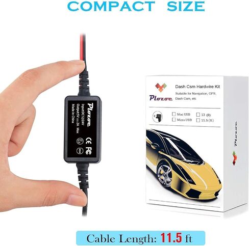 Dash Cam Hardwire Kit, Micro USB Hard Wire Kit for Dashcam, Plozoe 12V-24V to 5V Car Dash Camera Charger Power Cord, Gift 4 Fuse Tap Cable and Installation Tool（11.5ft） in Kuwait