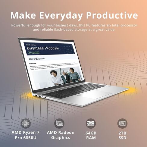 HP 2022 EliteBook 865 G9 16" WUXGA Business Laptop, Ryzen 7 Pro 6850U, 64GB DDR5 RAM, 2TB PCIe SSD, Backlit Keyboard, Fingerprint Reader, 1440p Camera, Win 10 Pro, Silver, 32GB Hotface USB Card in Saudi Arabia