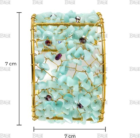 سوار أنيق من الأحجار شبه الكريمة/مجوهرات يد مصنوعة من معدن الحديد وأحجار العقيق الجميلة، أساور فيروزية وذهبية in Kuwait