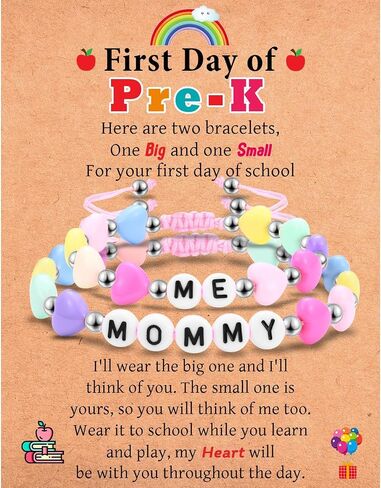 مجموعة أساور متطابقة من Mommy and Me، هدايا الصف الأول في اليوم الأول من المدرسة ورياض الأطفال لمرحلة ما قبل المدرسة، هدايا العودة إلى المدرسة للفتيات الابنات in Saudi Arabia