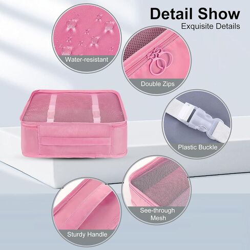 12 Set Packing Cubes for Suitcases, Various Sizes Packing Organizer Bags Set for Travel Accessories Luggage Carry On, BESBESME Travel Essentials for Clothes Shoes Cosmetics Toiletries, Pink in Saudi Arabia