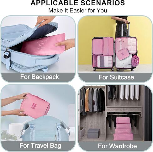 12 Set Packing Cubes for Suitcases, Various Sizes Packing Organizer Bags Set for Travel Accessories Luggage Carry On, BESBESME Travel Essentials for Clothes Shoes Cosmetics Toiletries, Pink in Saudi Arabia