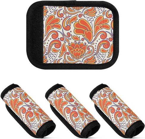 4 PC Luggage Handle Wrap Luggage Handle Covers Tags for Suitcase Bags Travel Luggage Handle Identifier Gripper Retro Flowers in Saudi Arabia