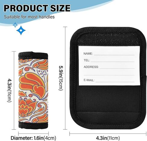 4 PC Luggage Handle Wrap Luggage Handle Covers Tags for Suitcase Bags Travel Luggage Handle Identifier Gripper Retro Flowers in Saudi Arabia