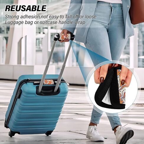 4 PC Luggage Handle Wrap Luggage Handle Covers Tags for Suitcase Bags Travel Luggage Handle Identifier Gripper Retro Flowers in Saudi Arabia