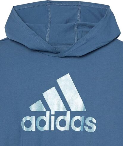 تي شيرت بغطاء للرأس وأكمام طويلة للفتيات من adidas، أسود مع متعدد الألوان، 6 in Kuwait