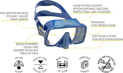 Cressi Frameless Adult Scuba Diving Mask: Wide Visibility, Silicone Skirt: SF1 : Quality Since 1946 in Kuwait