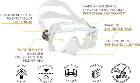 Cressi Frameless Adult Scuba Diving Mask: Wide Visibility, Silicone Skirt: SF1 : Quality Since 1946 in Kuwait