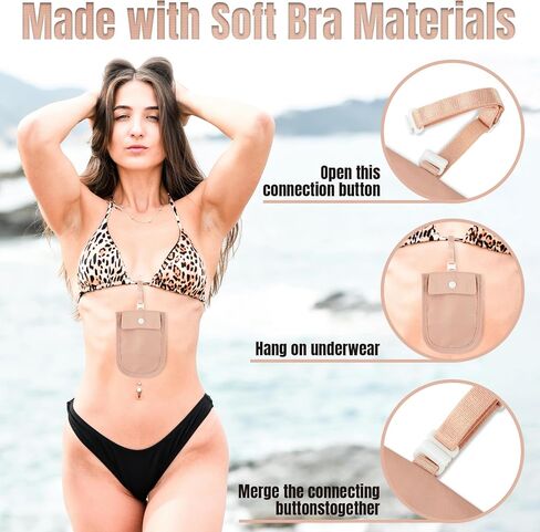 Secure & Comfortable Travel Bra Wallet Pink - Adjustable Strap, Hidden Pocket for Valuables - Ideal Concealed Carry Accessory for Women on the Go in Kuwait