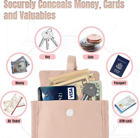 Secure & Comfortable Travel Bra Wallet Pink - Adjustable Strap, Hidden Pocket for Valuables - Ideal Concealed Carry Accessory for Women on the Go in Kuwait