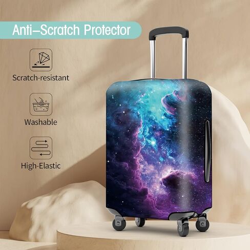 Rossy Travel Luggage Cover and Luggage Tags for Suitcase Set - Purple Nebula Space Galaxy Pattern Design Washable Elastic Suitcase Cover Anti-Scratch Suitcase Protector Covers Fits 18-20" Luggage (S) in Saudi Arabia