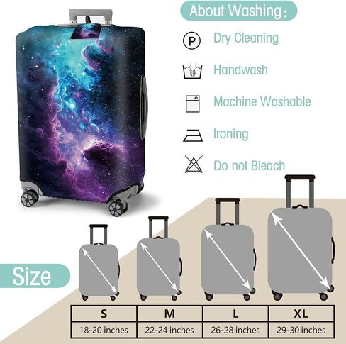 Rossy Travel Luggage Cover and Luggage Tags for Suitcase Set - Purple Nebula Space Galaxy Pattern Design Washable Elastic Suitcase Cover Anti-Scratch Suitcase Protector Covers Fits 18-20" Luggage (S) in Saudi Arabia
