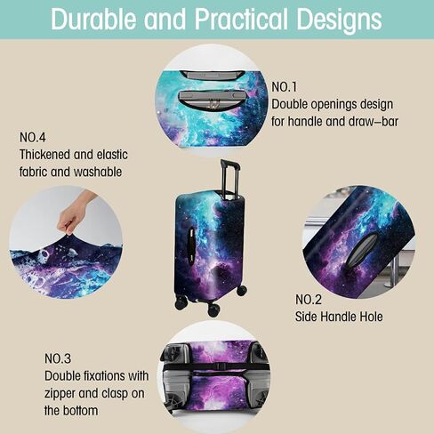 Rossy Travel Luggage Cover and Luggage Tags for Suitcase Set - Purple Nebula Space Galaxy Pattern Design Washable Elastic Suitcase Cover Anti-Scratch Suitcase Protector Covers Fits 18-20" Luggage (S) in Saudi Arabia