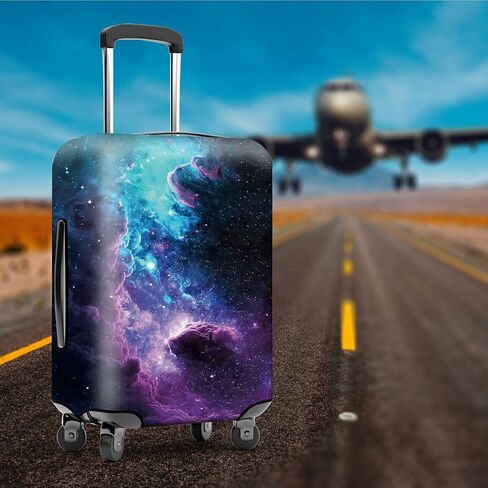 Rossy Travel Luggage Cover and Luggage Tags for Suitcase Set - Purple Nebula Space Galaxy Pattern Design Washable Elastic Suitcase Cover Anti-Scratch Suitcase Protector Covers Fits 18-20" Luggage (S) in Saudi Arabia
