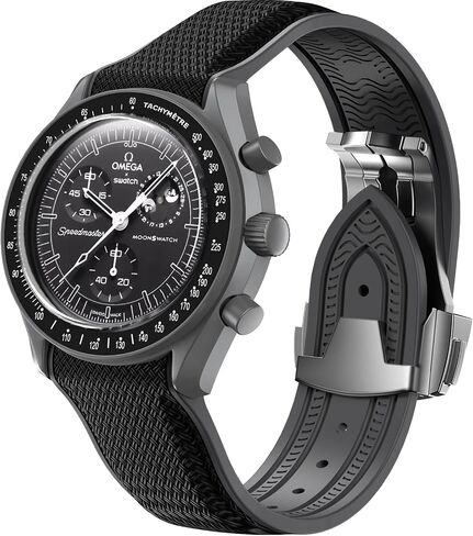 Strap for Omega x Swatch MoonSwatch Watch 20mm,Folding Buckle Band Compatible Omega X Swatch Moonswatch Speedmaster,Curved No Gap Replacement Strap fo Swatch Omega Men Women in Saudi Arabia