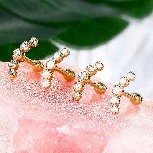 MeIighting 14K الذهب اللولب أقراط 16 جرام واضح تشيكوسلوفاكيا الغضروف أقراط الزنمة ثقب الأقراط قرط الاذن المرصع هيئة ثقب المجوهرات in Saudi Arabia