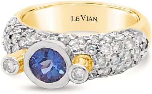 Vanilla Diamond Tanzanite Statement Ring for Women I 14k White and Yellow Gold Ring for Her (M-N, SI2-SI3, 1.01 cttw) Anniversary Wedding Promise Ring Size 7 by LeVian in Saudi Arabia