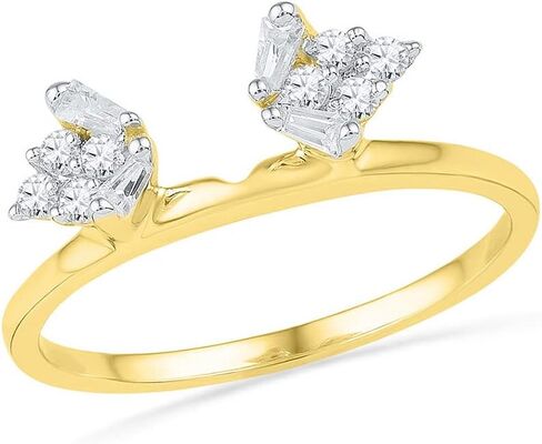 14K Yellow Gold Womens Baguette Diamond Guard Wrap Solitaire Enhancer 1/4 Cttw For Womens Engagement Wedding Anniversary Ring Band in Saudi Arabia