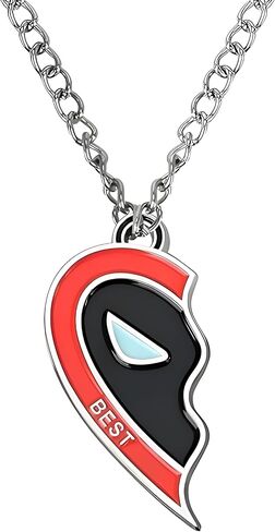 2PCS Best Friends Half Heart Necklace Love Jewelry Alloy Pendant Jewellery with Superhero Patterns Ornament Birthday Christmas Gifts in Kuwait