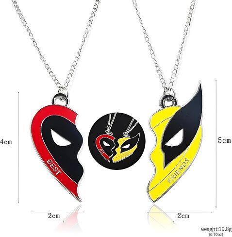 2PCS Best Friends Half Heart Necklace Love Jewelry Alloy Pendant Jewellery with Superhero Patterns Ornament Birthday Christmas Gifts in Kuwait