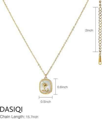 DASIQI18K Gold Titanium Steel Filled Nature Shell Rose Camellia Crown Pendant Necklace for Women Gift of Love in Saudi Arabia