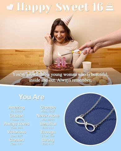 UNGENT THEM Happy 12th 13th 14th 16th 18th 21st Birthday Gifts, Love is Forever Infinity Cross Necklace Religious Birthday Presents for Women Her in Saudi Arabia