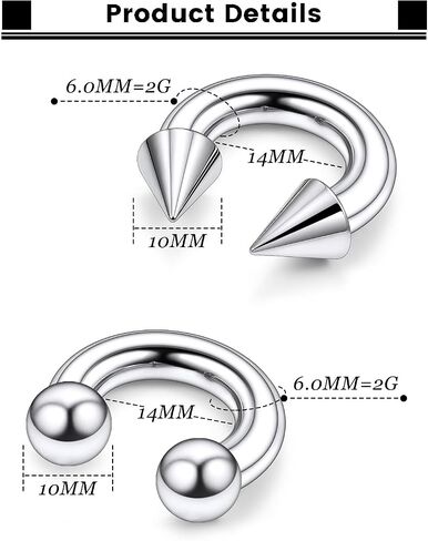 F136 Titanium 16/14/12/8/4/2g Septum Ring Gauge Earrings Lip Rings Prince Albert Jewelry Internally Threaded Horseshoe Hoop Piercings in Saudi Arabia