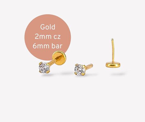 A PAIR 20Gauge 8mm or 6mm (post length) with Prong CZ THREADLESS (Back Push in),Surgical Steel (Nickel Free),Cartilage, Monroe, and nose ring in Saudi Arabia