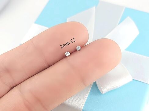 A PAIR 20Gauge 8mm or 6mm (post length) with Prong CZ THREADLESS (Back Push in),Surgical Steel (Nickel Free),Cartilage, Monroe, and nose ring in Saudi Arabia