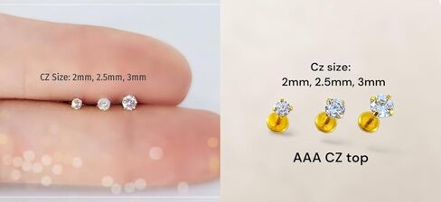 زوج 20 مقياس 8 مم أو 6 مم (طول العمود) مع Prong CZ THREADLESS (دفع خلفي)، فولاذ جراحي (خالي من النيكل)، غضروف، مونرو، وحلقة أنف in Saudi Arabia