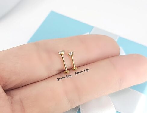 زوج 20 مقياس 8 مم أو 6 مم (طول العمود) مع Prong CZ THREADLESS (دفع خلفي)، فولاذ جراحي (خالي من النيكل)، غضروف، مونرو، وحلقة أنف in Saudi Arabia