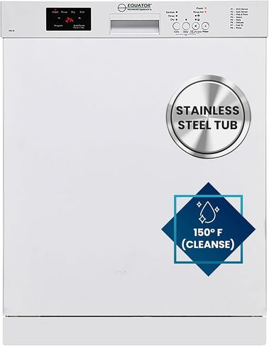 غسالة أطباق مدمجة مقاس 24 بوصة تحتوي على 14 مكانًا مع 8 برامج غسيل (ستانلس ستيل) in Kuwait