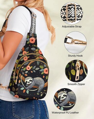 Yrebyou Small Sling Bag for Women Leather Sling Crossbody Bags Travel Chest Daypack Adjustable for Casual Outdoor in Saudi Arabia