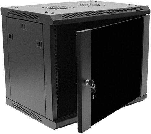 NavePoint 6U Server Rack Enclosure - 17.7" Deep, 6U Wall Mount Network Cabinet with Locking Glass Door for 19" IT Equipment, 6U Network Rack with 2 Fans, Removable Side Panels, Black in Kuwait