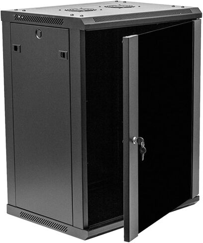 NavePoint 6U Server Rack Enclosure - 17.7" Deep, 6U Wall Mount Network Cabinet with Locking Glass Door for 19" IT Equipment, 6U Network Rack with 2 Fans, Removable Side Panels, Black in Kuwait