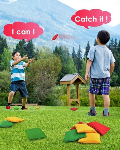 TINDTOP Bean Bags for Tossing(3.9 * 3.9inch, 100g/3.5oz), 12 Pack Cornhole Outdoor Toss Gaming Colorful Canvas Bean Bags Carnival Games Kids Beanbags Throwing Games for Kids Halloween Games in Saudi Arabia