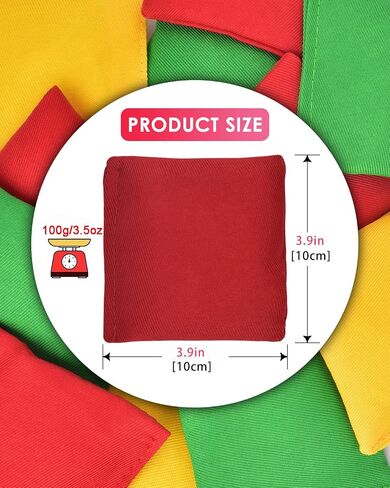 TINDTOP Bean Bags for Tossing(3.9 * 3.9inch, 100g/3.5oz), 12 Pack Cornhole Outdoor Toss Gaming Colorful Canvas Bean Bags Carnival Games Kids Beanbags Throwing Games for Kids Halloween Games in Saudi Arabia