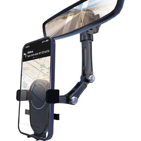 PenuSpt Rear View Mirror Phone Holder,Car Phone Holder Durable Mount with Aluminum Arm 360° Rotatable Retractable Universal Car and Truck Mount for iPhone and Android Phones