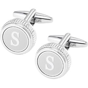 GWD Mens Cufflinks Tie clips set Set Shirt Classic Initials Alphabet A-Z Gift Box