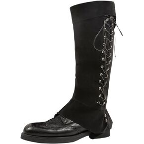 MKYSZLT Pirate Boot Covers Medieval Renaissance Faux Leather Steampunk Boots Covers Tops with Studs,Pirate Cosplay Halloween Leg Covers Costume Accessories for Men Women