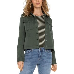 Liverpool Women's Peplum Hem Trucker Jacket Soft Touch Twill