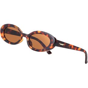 Retro Tiny Oval Sunglasses for Women Men Narrow Style 90s Small Sun Glasses