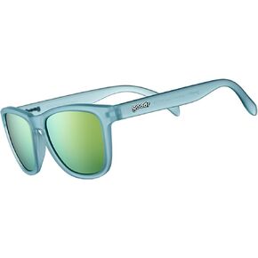 goodr Sunbathing with Wizards Polarized Sunglasses for Men & Women, Light Blue Translucent Frames with Gold Reflective Lens, UV400 Protection, No Slip
