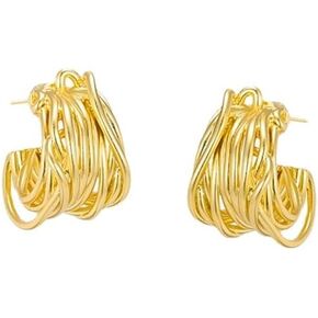 C-shaped gold circle wrapped multi-layer vintage earring jewelry