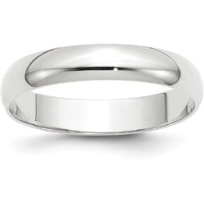 Avariah Solid 14k White Gold 4mm Lightweight Half Round Wedding Band Size 13 - Ring Size 13.0