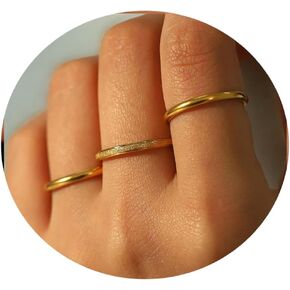 Dainty Stacking Ring Set 18K Gold Thin Ring for Women Simple Twist Ring Delicate Gold Band Ring Minimalist Everyday Jewelry 3Pcs/4Pcs
