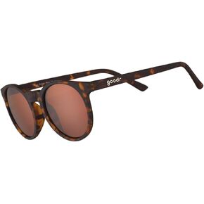goodr Nine Dollar Pour Over Polarized Round Sunglasses for Men & Women, Brown Translucent Frames with Brown No-Reflective Lens, UV400 Protection, No Slip