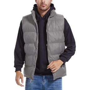 Men's Puffer Vest Outerwear Puffy Sleeveless Jacket Bubble Zipper Winter outdoor Warm Water-Resistant Size M to 3XL