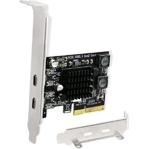 FebSmart PCIE X4 to 2X 10Gbps Max Speed USB 3.1 GEN2 Type E Key A Ports Card, USB 3.1 GEN2 10Gbps Header for Desktop PCs Front Panel USB-C Ports, Built in Self-Powered Technology (FS-E2C-Pro)