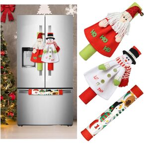 HIALTODAY Christmas Decorations Indoor Home Decor,3Pcs Refrigerator Handle Covers for Christmas Kitchen Decor,Xmas Decorations Clearance for Christmas